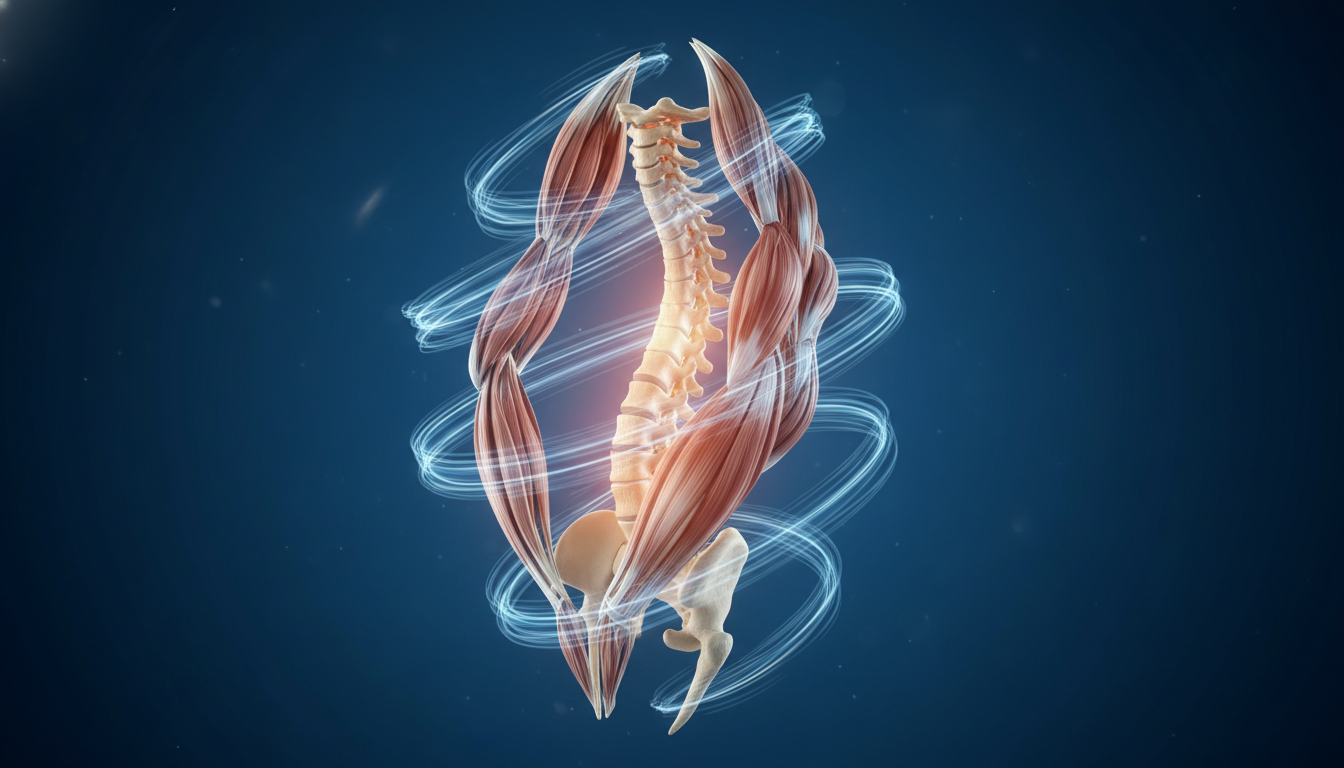 Human spine in fluid motion